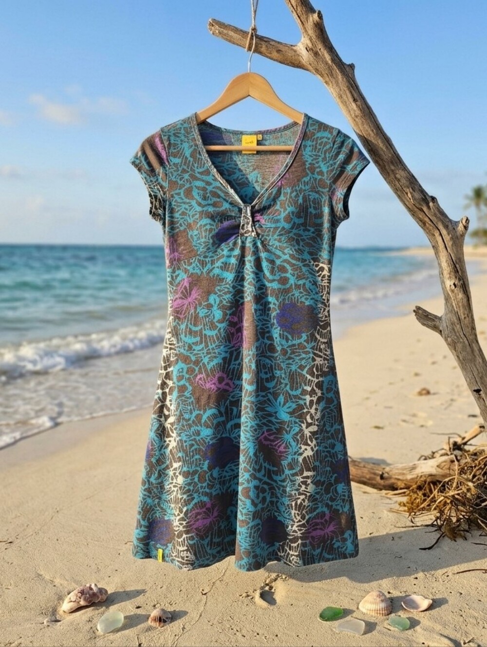 Lole Dress Size S Floral Multicolor Athletic Active Cap Sleeve Organic Cotton
